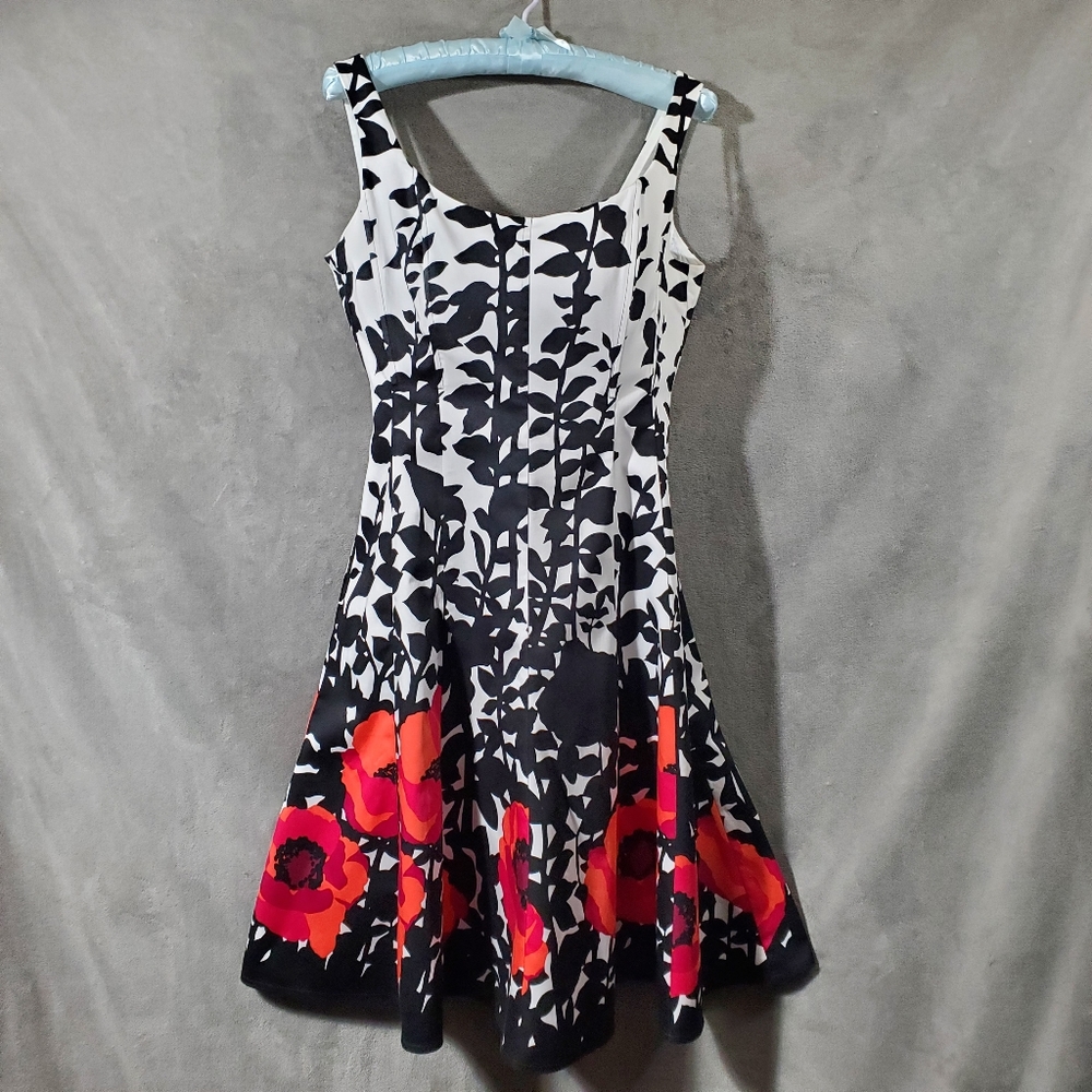 Nine West Fit & Flare Sleeveless Dress Colors Black, White, Fucia, Orange Size 8